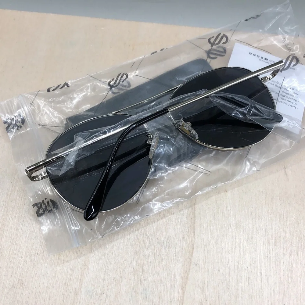 Sojos Empire Sunglasses Aviator  SJ1030C1 Silver Black - Unisex  Double Bridge